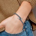 Stainless Steel Polished Blue IP-plated 3.00mm Flexible Bangle Bracelet for Women