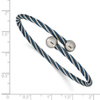 Stainless Steel Polished Blue IP-plated 3.00mm Flexible Bangle Bracelet for Women