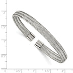 Stainless Steel Polished 6mm Mesh Wire Cuff Bangle Bracelet for Women