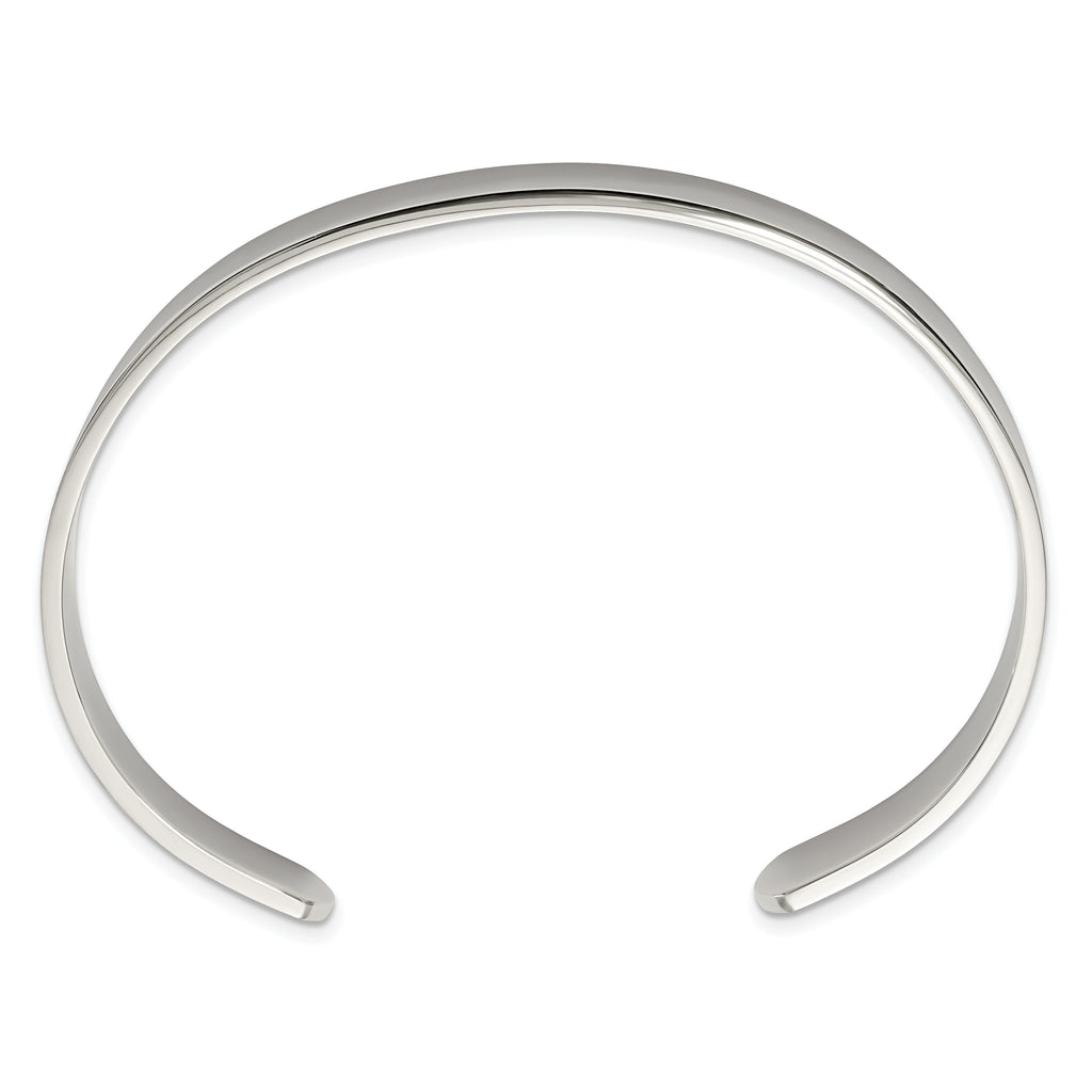 Stainless Steel Polished 9mm Cuff Bangle Bracelet for Men