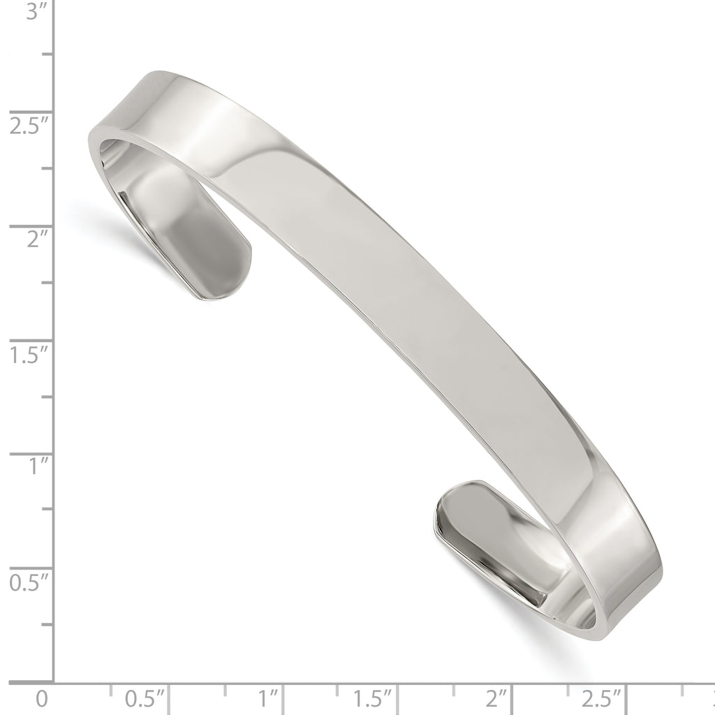Stainless Steel Polished 9mm Cuff Bangle Bracelet for Men