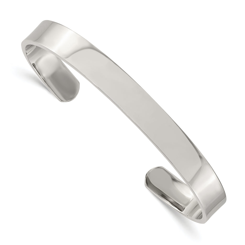 Stainless Steel Polished 9mm Cuff Bangle Bracelet for Men