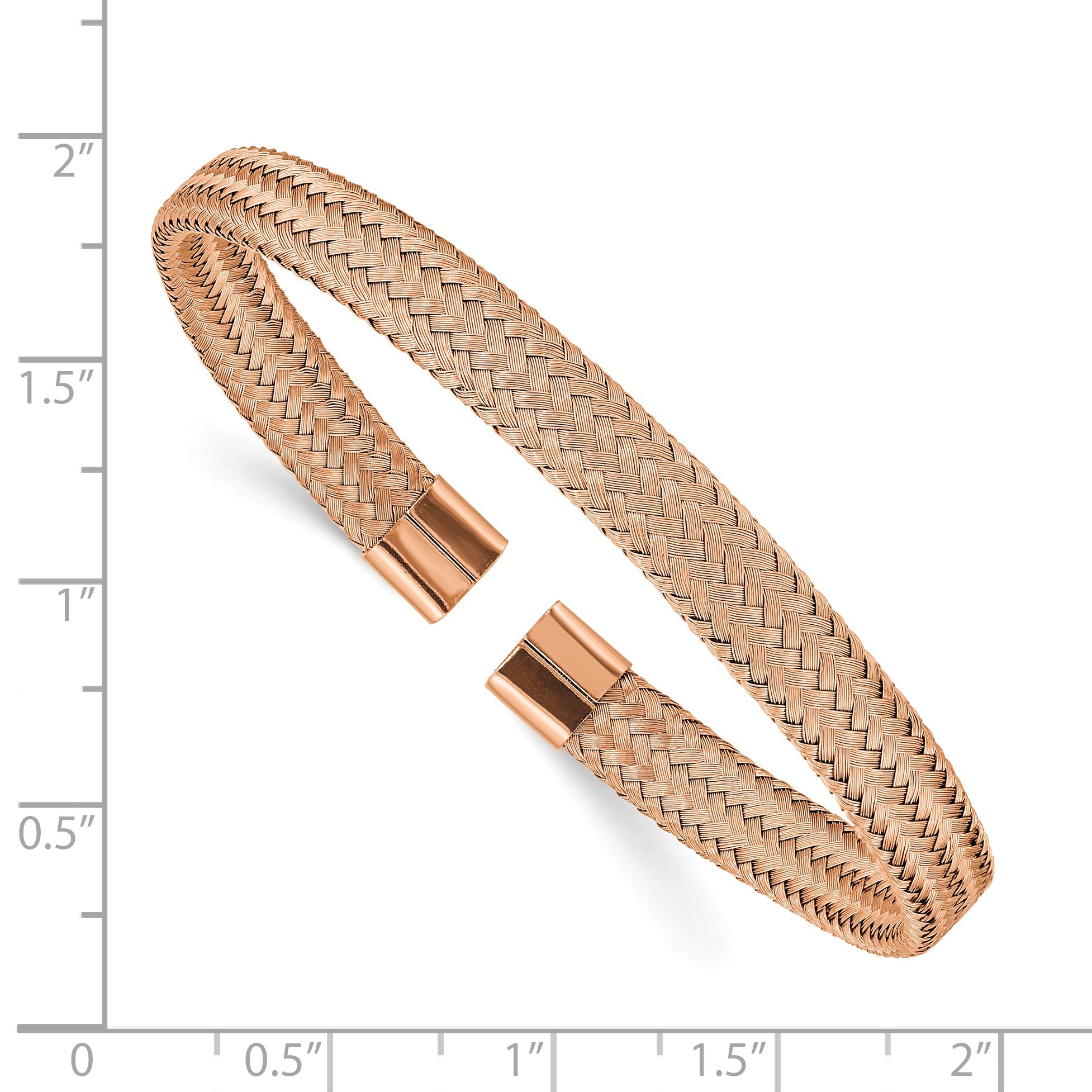 Stainless Steel Polished Rose IP-plated 6mm Mesh Wire Cuff Bangle Bracelet for Women