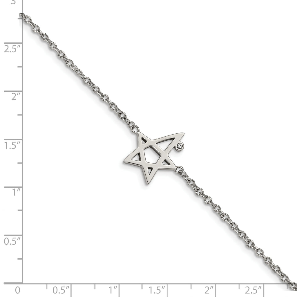Stainless Steel Polished with Crystal with ext. Star Bracelet for Women