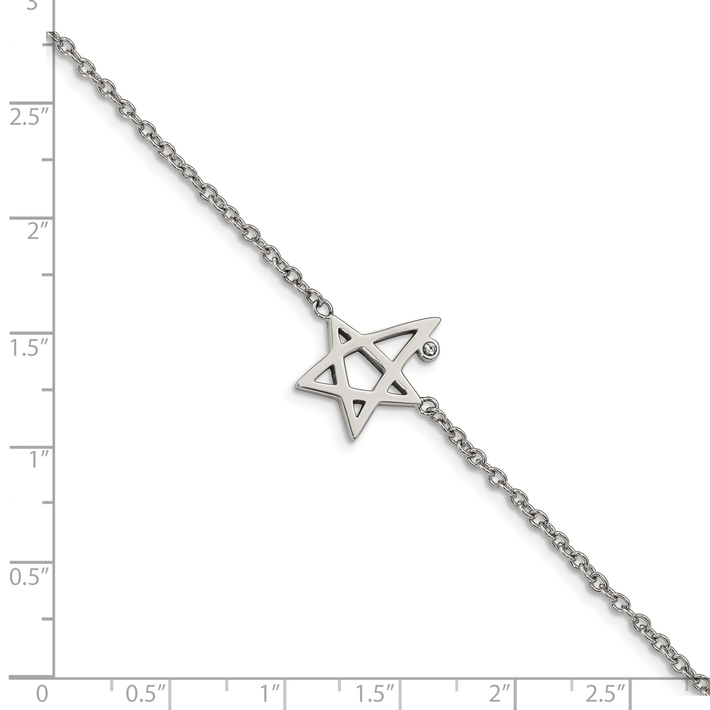 Stainless Steel Polished with Crystal with ext. Star Bracelet for Women