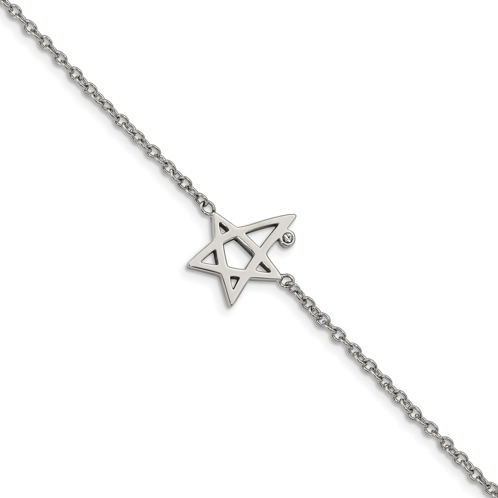 Stainless Steel Polished with Crystal with ext. Star Bracelet for Women