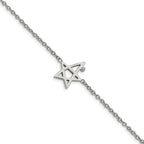 Stainless Steel Polished with Crystal with ext. Star Bracelet for Women