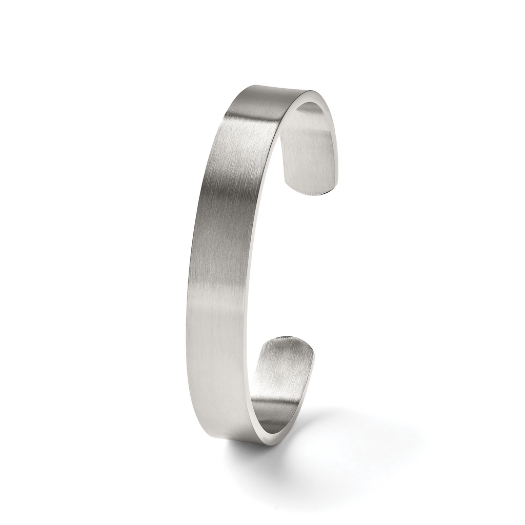 Stainless Steel Brushed 12mm Cuff Bangle Bracelet for Men