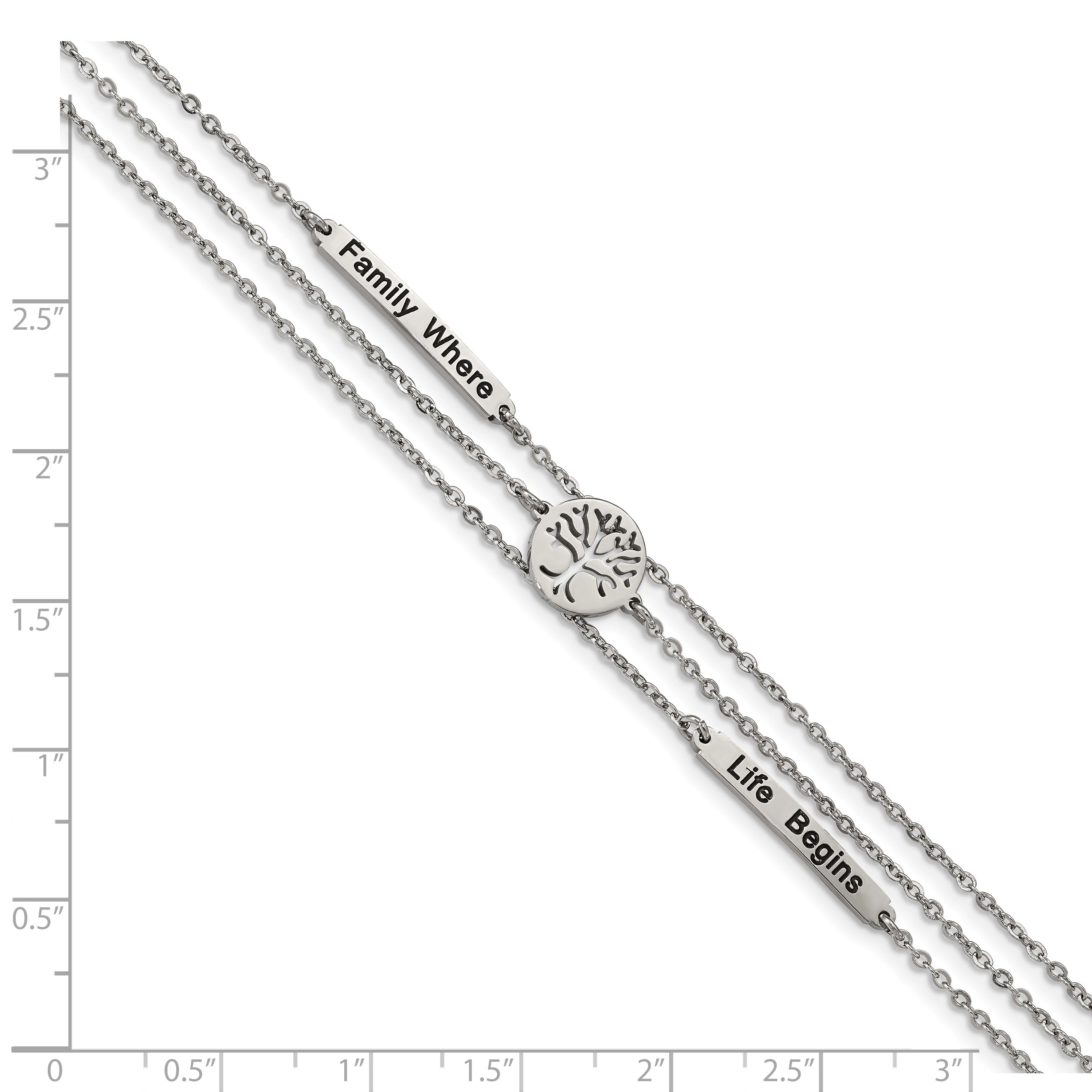 Stainless Steel Polished Enameled Family Tree with ext. Bracelet for Women