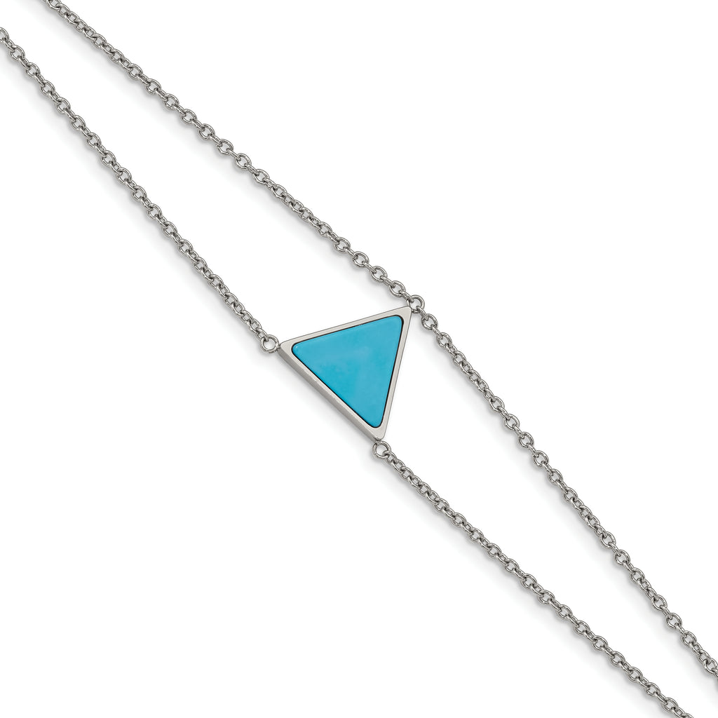 Stainless Steel Polished with Reconstructed Howlite with ext. Bracelet for Women
