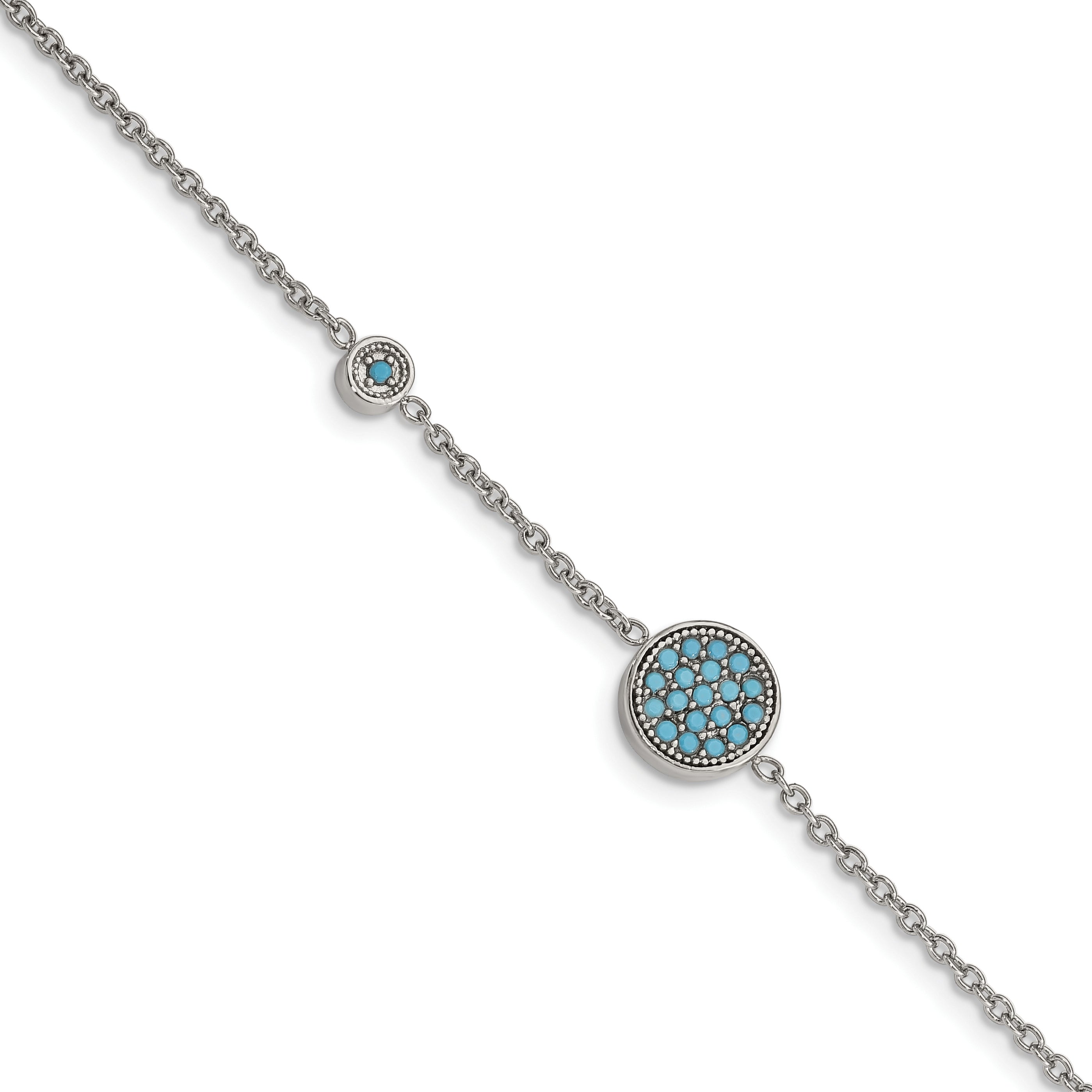 Stainless Steel Polished Reconstructed Turquoise Bracelet with Extension for Women