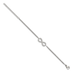 Stainless Steel Polished with Cubic Zirconia Infinity Symbol Bracelet with Extension for Women