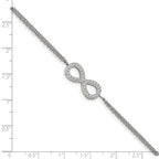 Infinity Symbol CZ Bracelet in Stainless Steel, 8.4mm x 6.2" - Sophia Jewelers