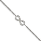 Infinity Symbol CZ Bracelet in Stainless Steel, 8.4mm x 6.2" - Sophia Jewelers