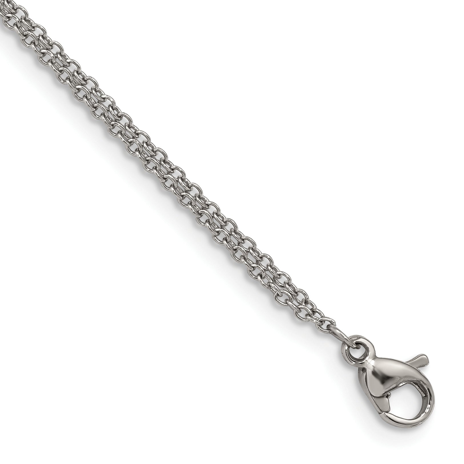 Stainless Steel Polished Cubic Zirconia Sideways Cross Bracelet with Extension for Women