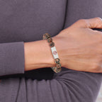 Stainless Steel Polished with Red Enamel Medical ID 8.5mm Poppy Jasper Beaded Stretch Bracelet