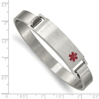 Stainless Steel Brushed with Red Enamel 8.00mm Medical ID Bangle Bracelet