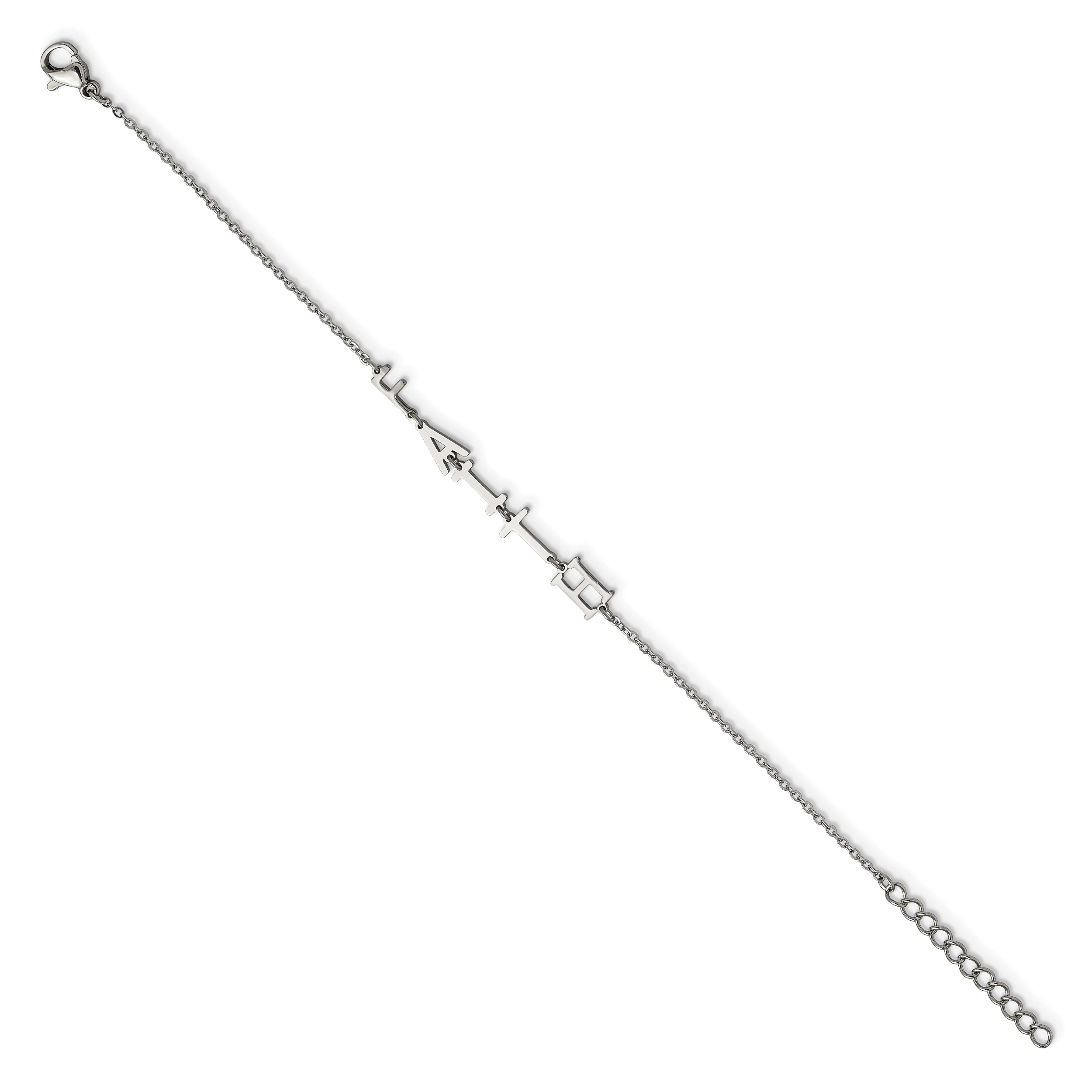 Stainless Steel Polished Faith with ext. Bracelet for Women
