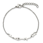 Stainless Steel Polished Faith with ext. Bracelet for Women