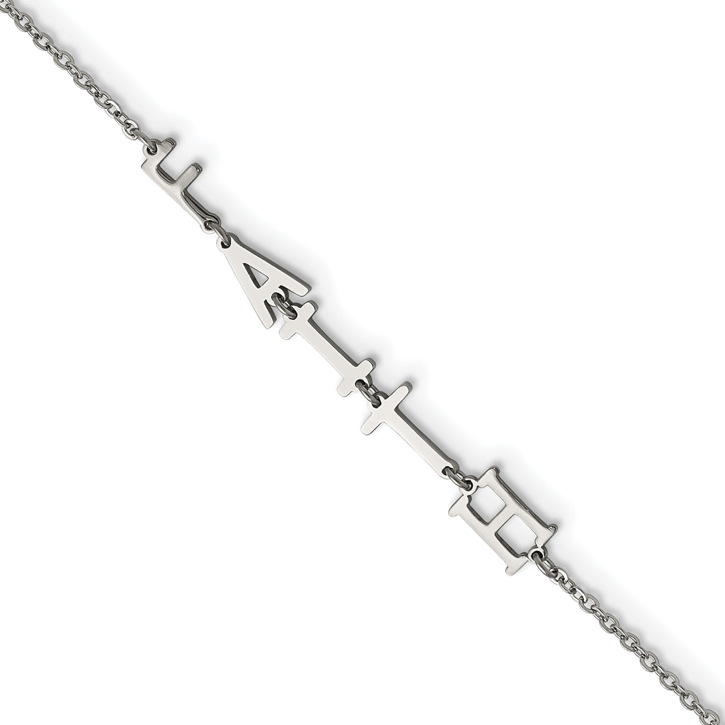 Stainless Steel Polished Faith with ext. Bracelet for Women
