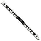 Stainless Steel Polished Black IP-plated Cross ID Bracelet for Men