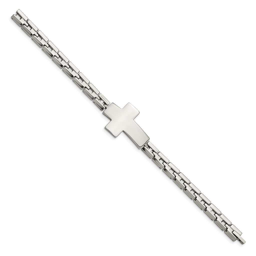 Stainless Steel Polished Cross Link Bracelet for Men