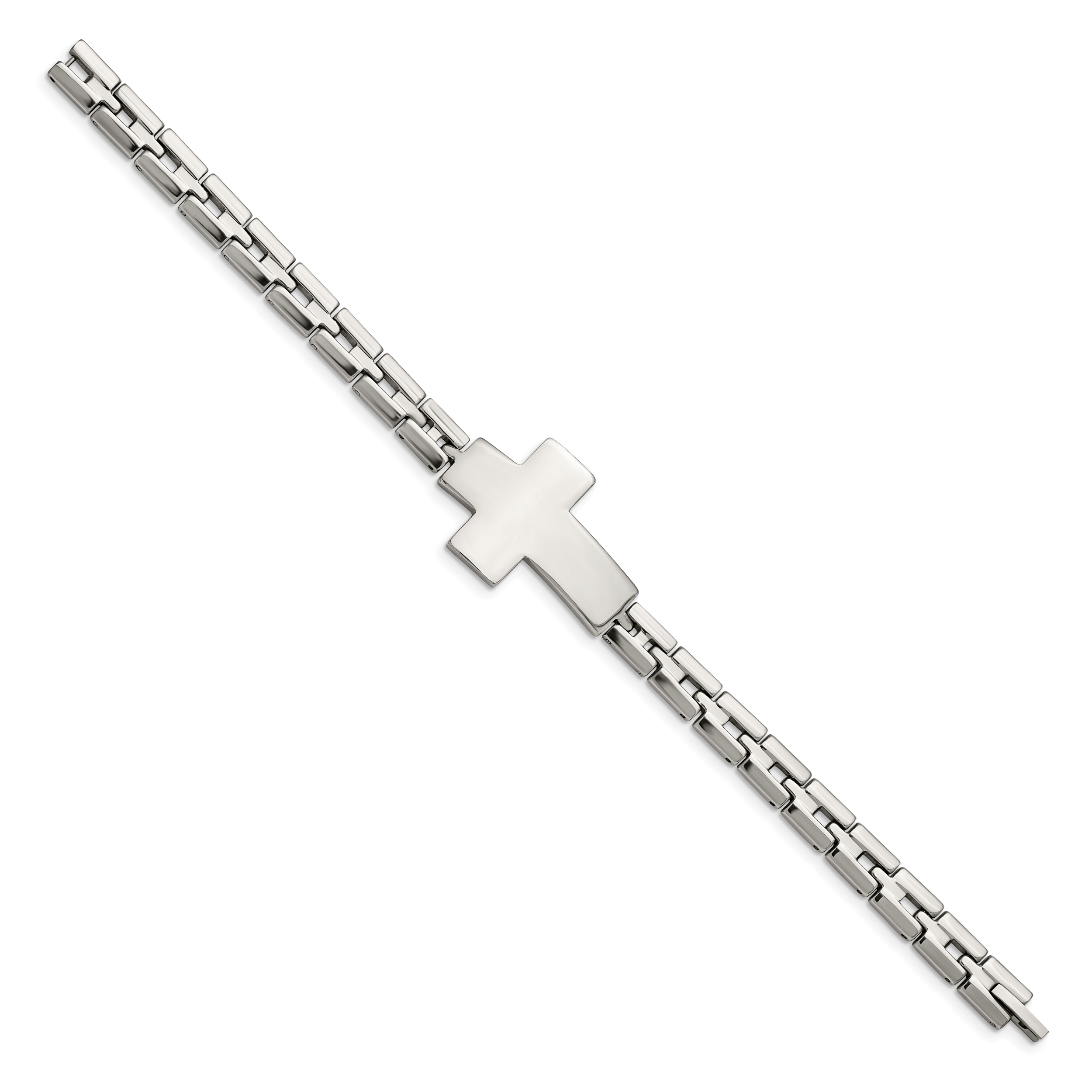 Stainless Steel Polished Cross Link Bracelet for Men