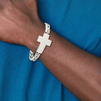 Stainless Steel Polished Cross Link Bracelet for Men