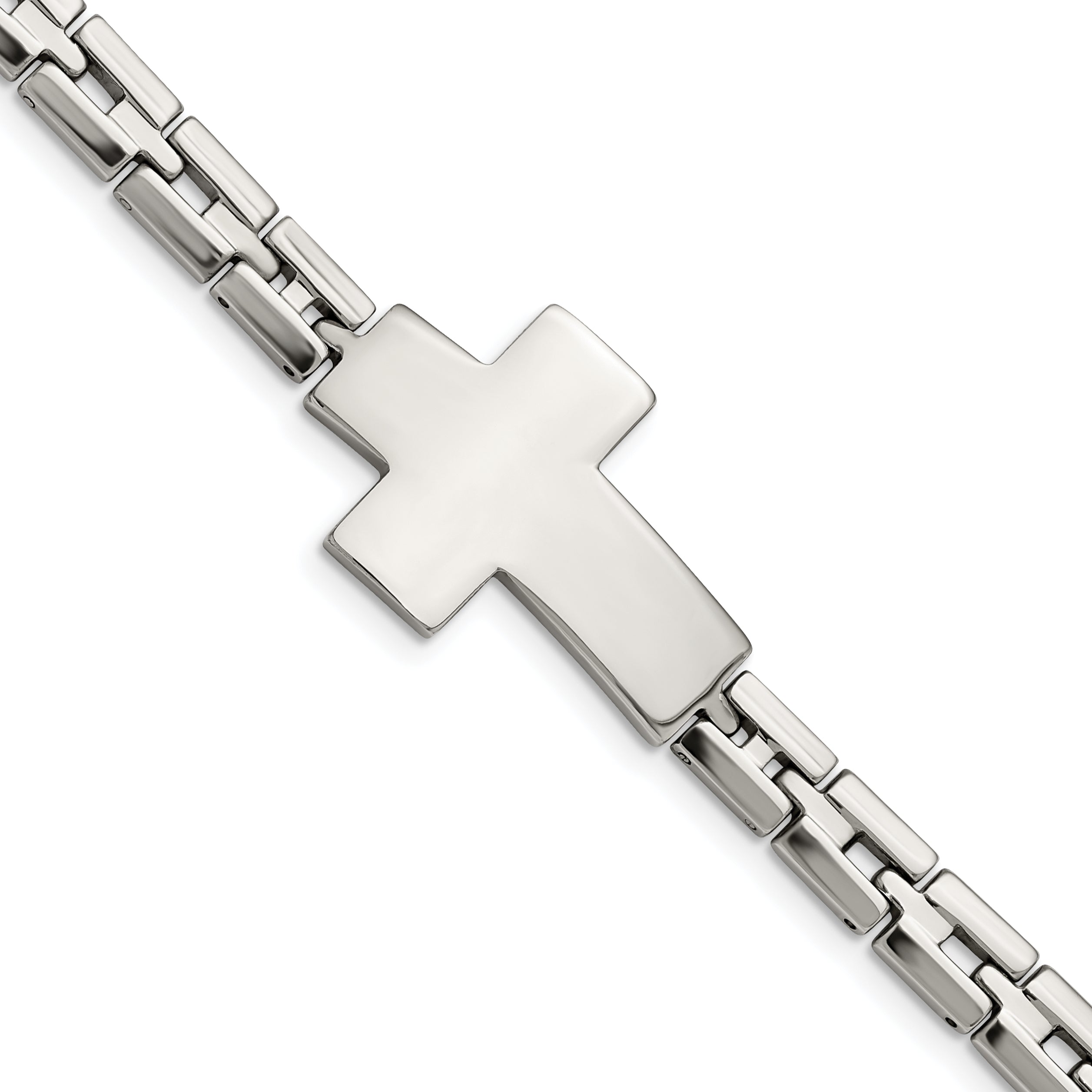 Stainless Steel Polished Cross Link Bracelet for Men