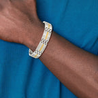 Stainless Steel with 14k Gold Accent Brushed and Polished Link Bracelet for Men