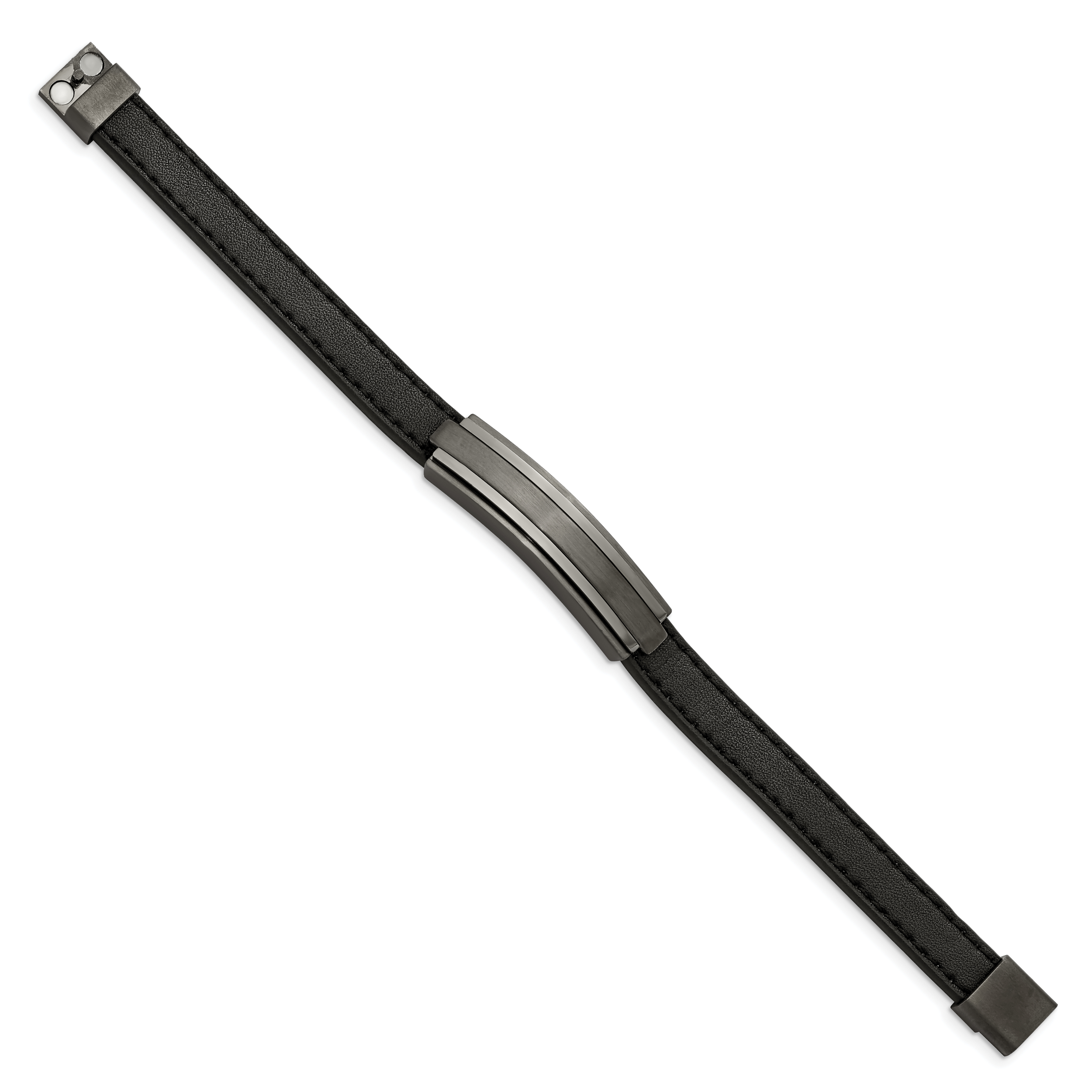 Stainless Steel Brushed and Polished Gun Metal IP-plated Black Rubber Bracelet for Men Secondary image