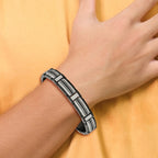 Stainless Steel Polished Black IP-plated with Black Cubic Zirconia Link Bracelet for Men