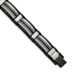 Stainless Steel Polished Black IP-plated with Black Cubic Zirconia Link Bracelet for Men