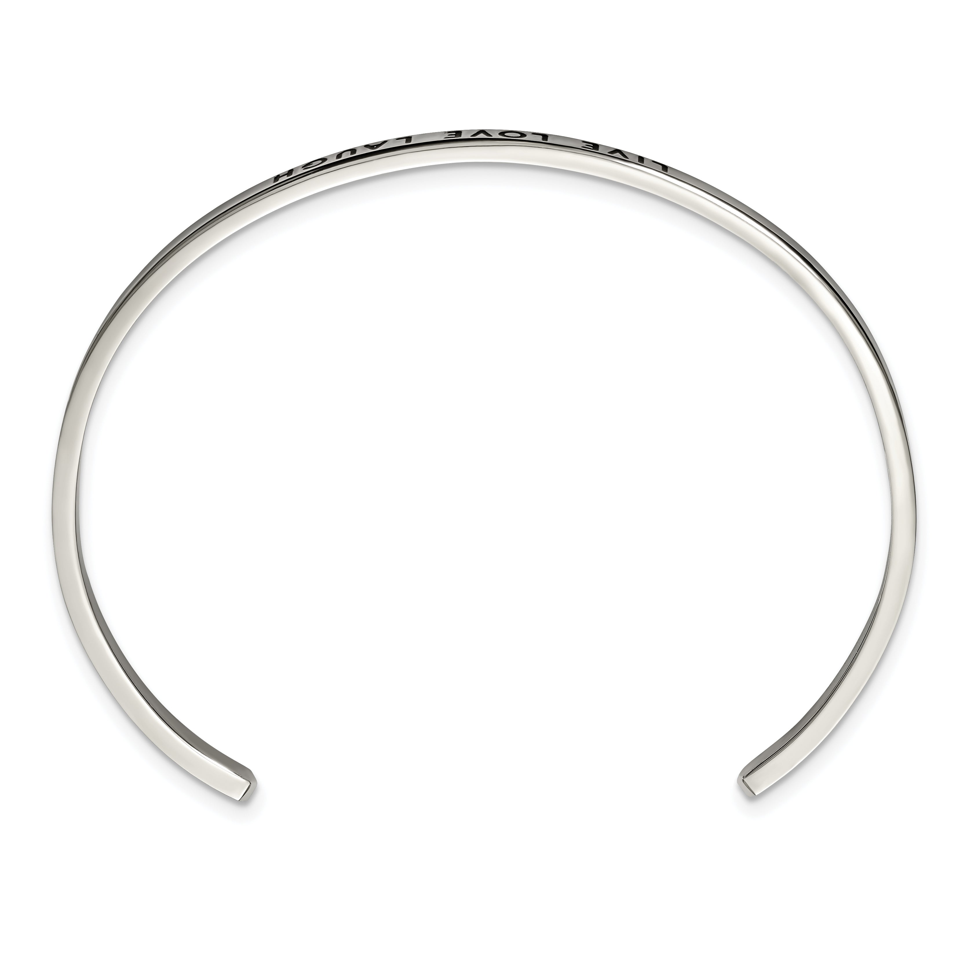 Stainless Steel Polished and Enameled with Crystal Live Love Laugh 3mm Cuff Bangle Bracelet for Women Secondary image