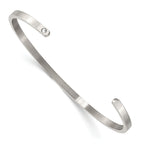 Stainless Steel Polished and Enameled with Crystal Always IN MY Heart 3mm Bangle Bracelet for Women