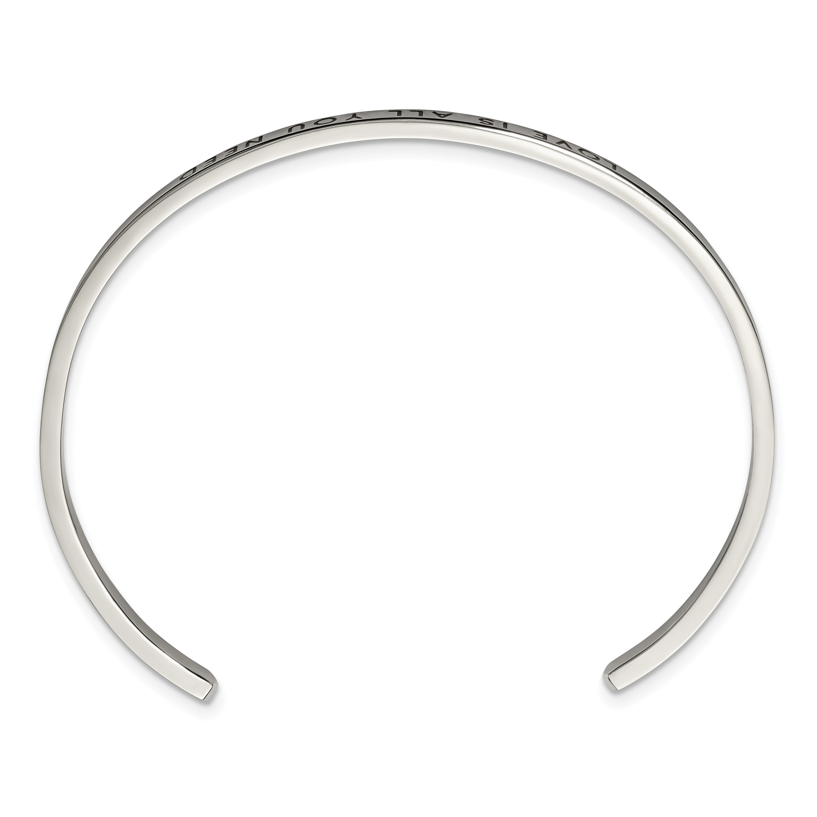 Stainless Steel Polished and Enameled with Crystal Love IS All You Need 3mm Cuff Bangle Bracelet for Women Secondary image