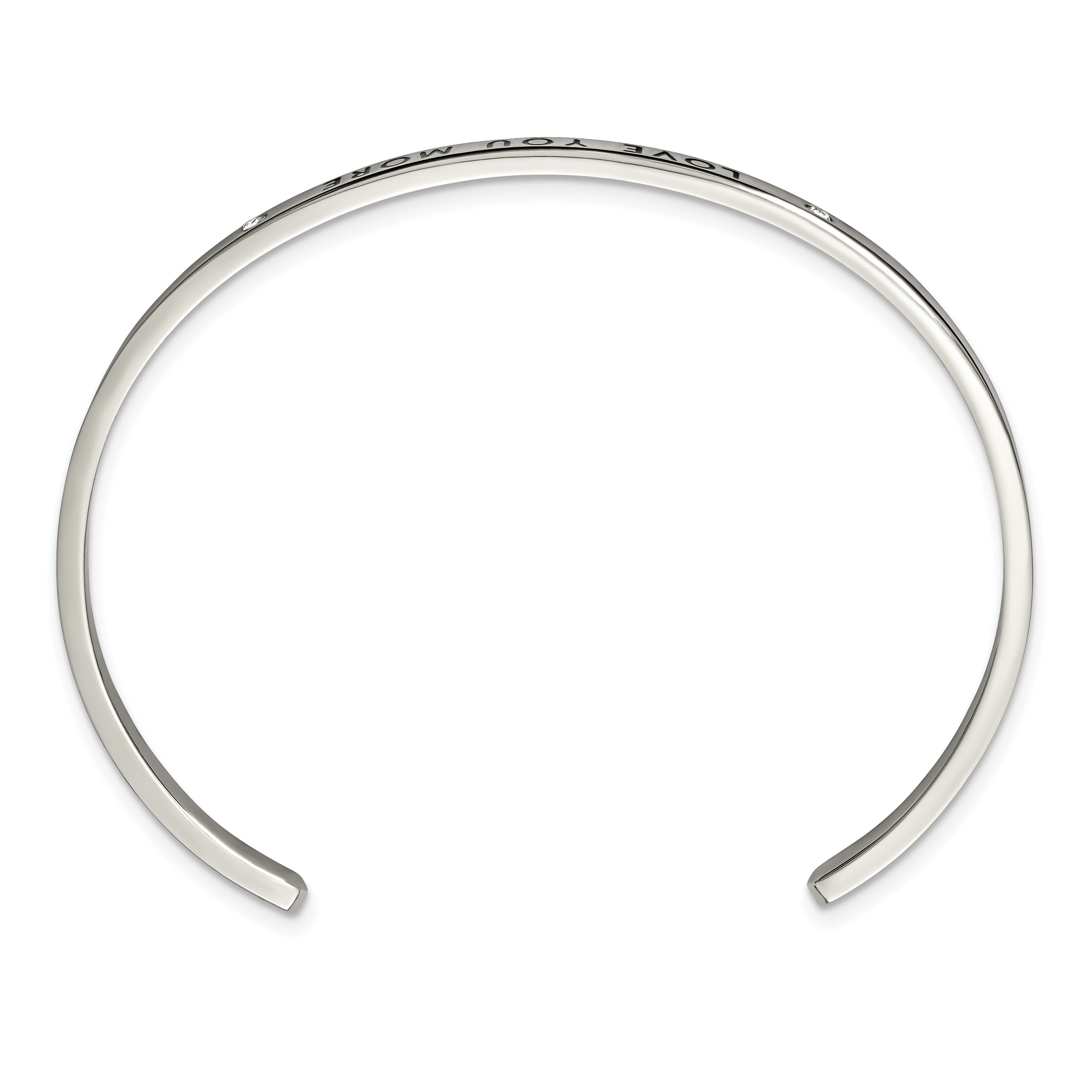 Stainless Steel Polished and Enameled with Crystal Love You More 3mm Cuff Bangle Bracelet for Women Secondary image