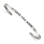 Stainless Steel Polished and Enameled with Crystal Love You More 3mm Cuff Bangle Bracelet for Women