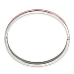 Stainless Steel Polished Pink Enamel Have Faith 6mm Hinged Bangle Bracelet for Women