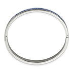 Stainless Steel Polished Blue Enamel Adventure Begins 6mm Bangle Bracelet for Women