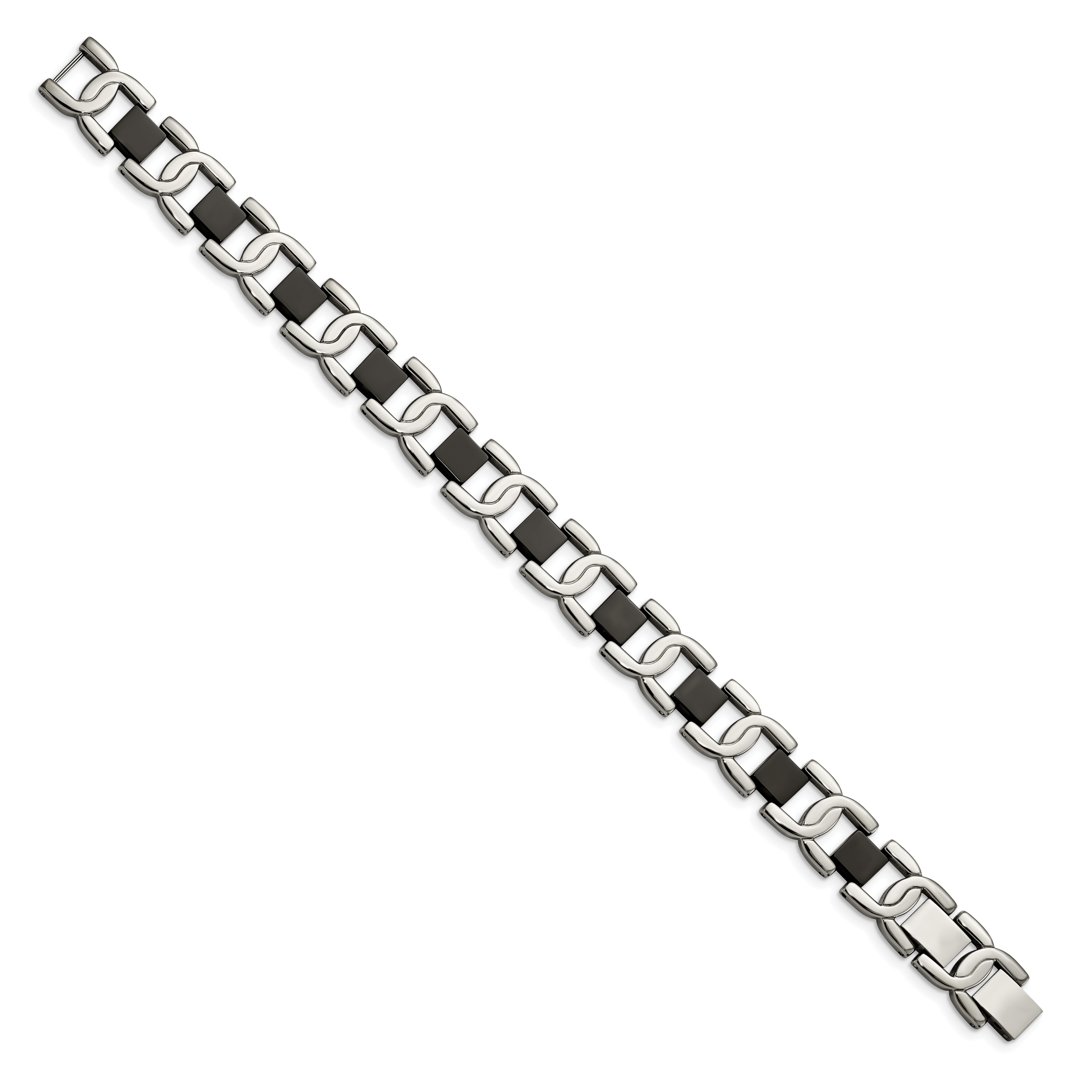 Stainless Steel Polished Black IP-plated Fancy Link Bracelet for Men Secondary image