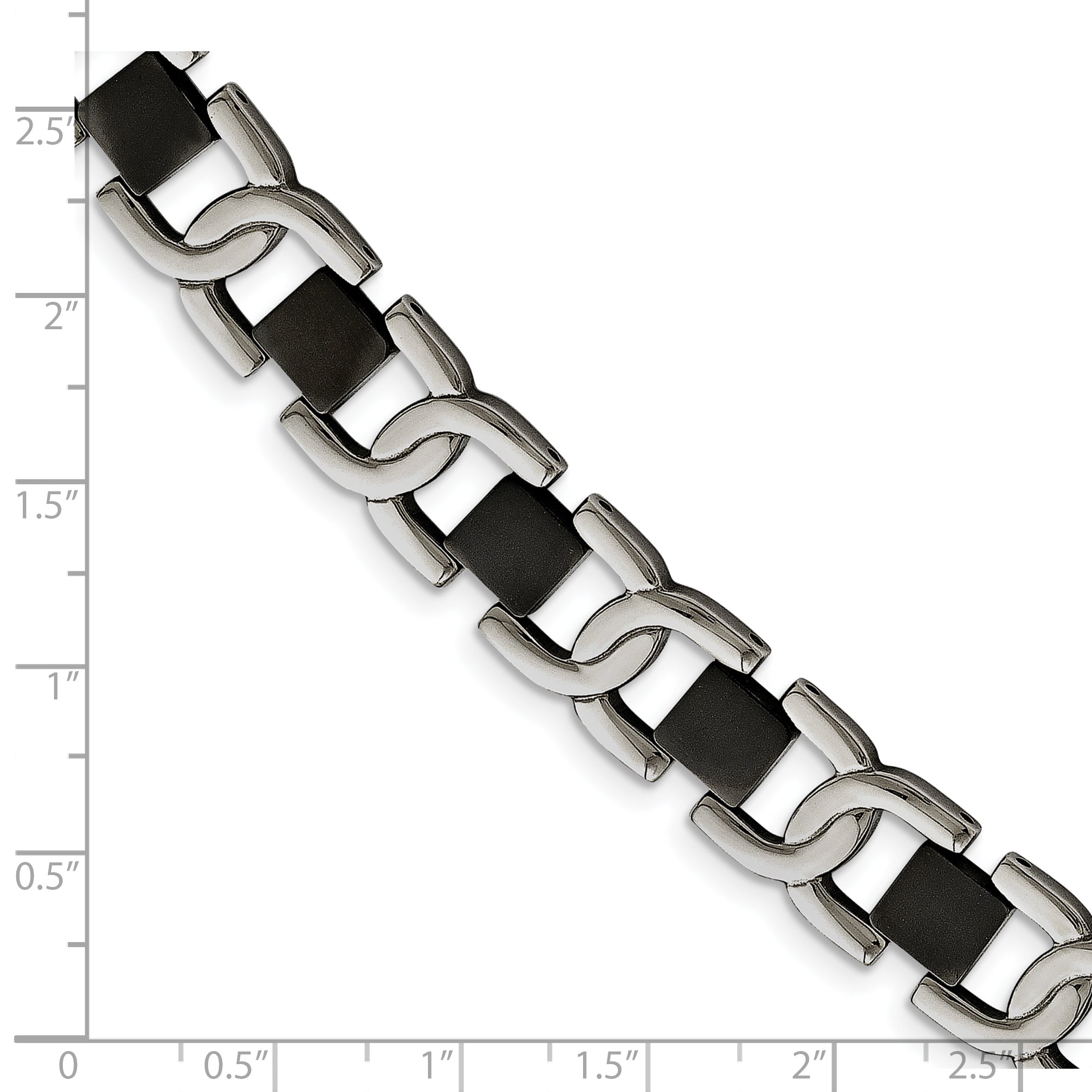 Stainless Steel Polished Black IP-plated Fancy Link Bracelet for Men