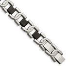 Stainless Steel Polished Black IP-plated Fancy Link Bracelet for Men