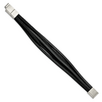 Stainless Steel Polished Multi Strand Black PU Leather Bracelet with . Extension