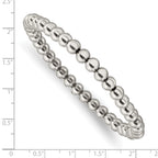 Stainless Steel Polished 6mm Beaded Stretch Bracelet for Women