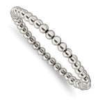 Stainless Steel Polished 6mm Beaded Stretch Bracelet for Women