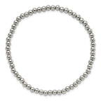 Stainless Steel Polished 4mm Beaded Stretch Bracelet
