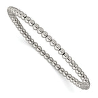 Stainless Steel Polished 4mm Beaded Stretch Bracelet