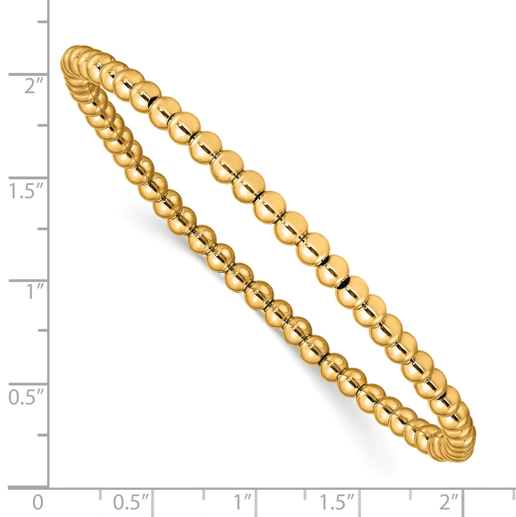 Polished Gold-Tone Stainless Steel Ball (Beaded) Chain Bracelet 3.85mm