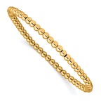 Stainless Steel Polished Yellow IP-plated 4mm Beaded Stretch Bracelet
